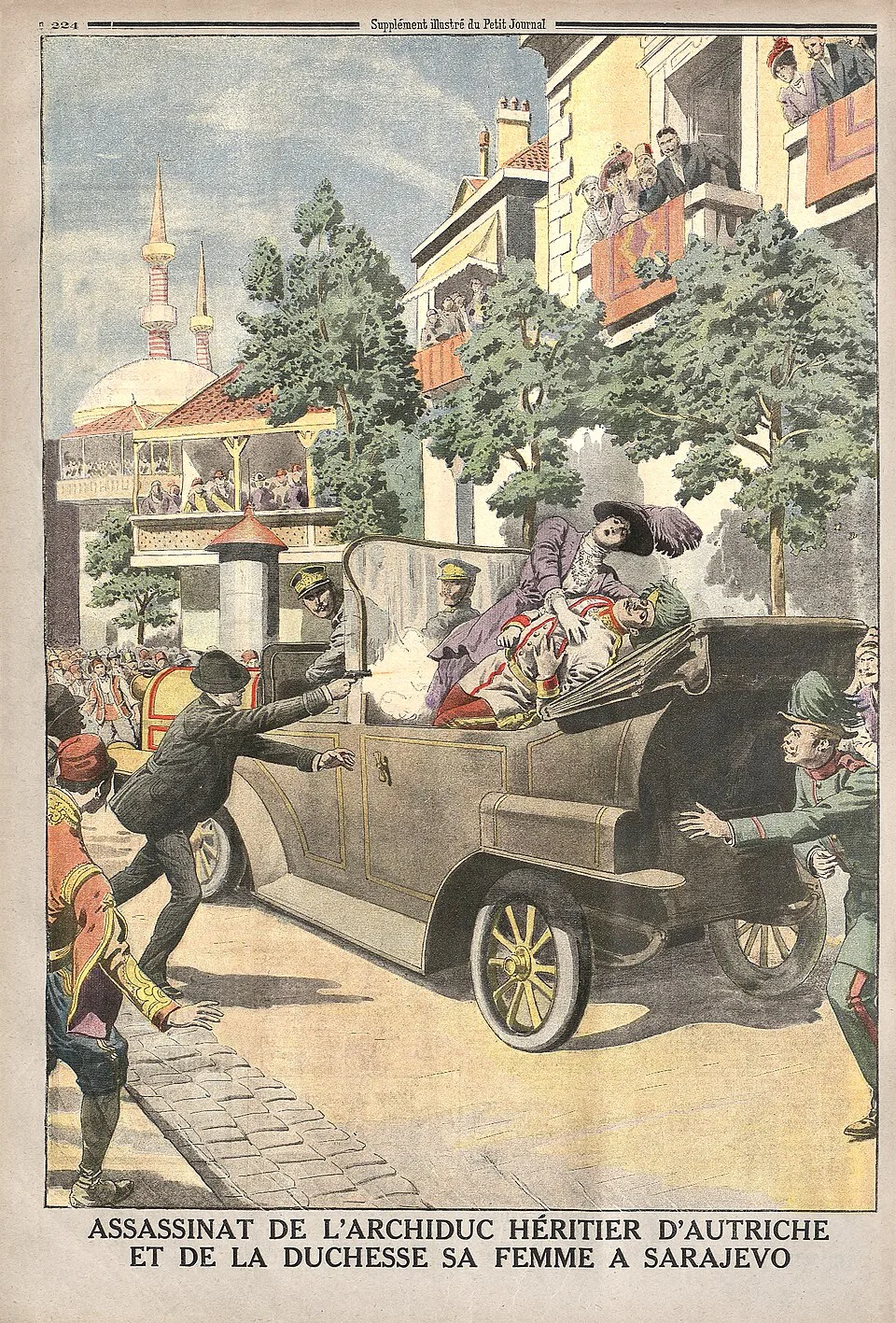 « Assassinat de l’archiduc héritier d’Autriche et de la duchesse sa femme à Sarajevo » — Le Petit Journal, 12 juillet 1914
