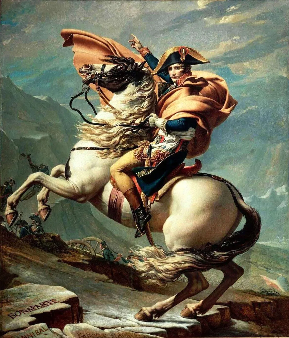 Bonaparte franchissant le Grand-Saint-Bernard — Jacques-Louis David, 1801