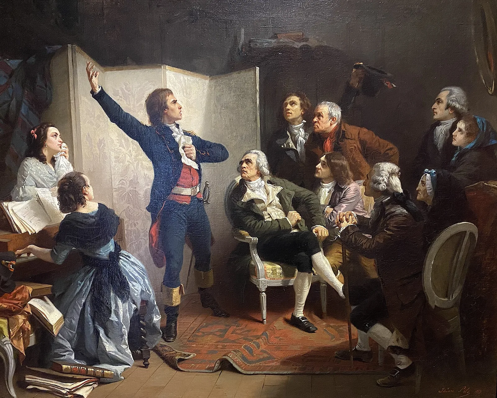 Rouget de Lisle chante La Marseillaise pour la première fois, chez le maire de Strasbourg, tableau d’Isidore Pils, 1849.